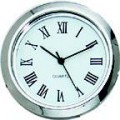 Chrome Bezel 1-7/16 (36mm) White Face Roman Clock Fit-Up