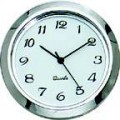 Chrome Bezel 1-7/16 (36mm) White Face Arabic Clock Insert/Fit Up