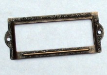 Card/Label Holder 3-1/2x1-1/2 Antique Brass Plated
