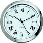 Chrome Bezel 1-7/16 (36mm) White Face Roman Clock Fit-Up
