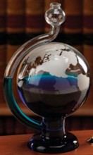 Frost Globe Map Storm Hand Blown Glass Barometer